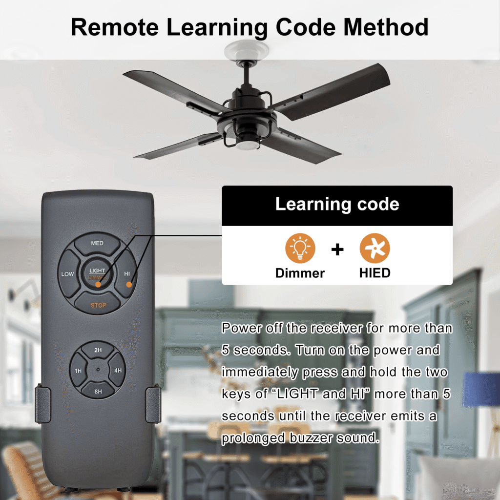 ac ceiling fan remote kit with dimmer (jf028 bk)