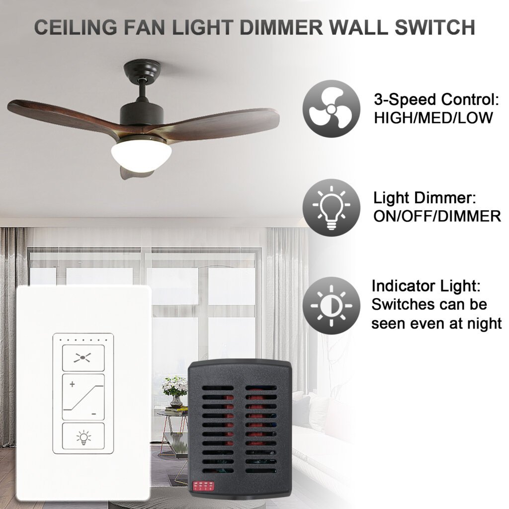 wall mount ceiling fan & light dimmer kit (068 mini r28)