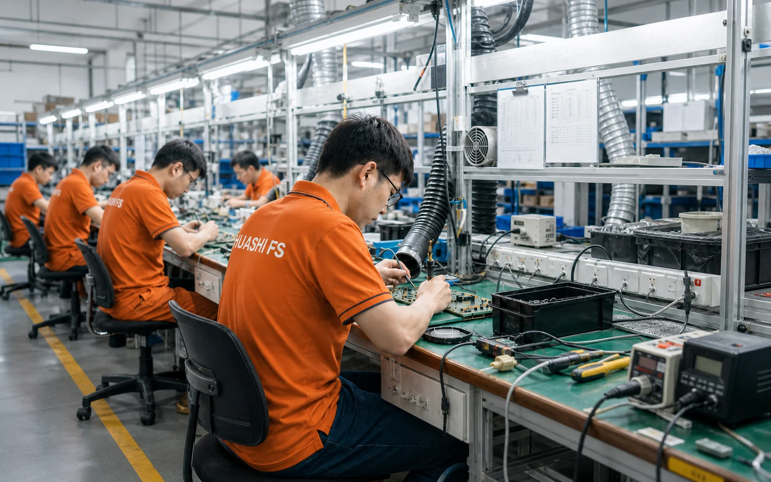 Huashi FS ceiling fan controller assembly line in Foshan